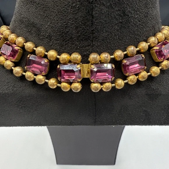 Art Deco amethyst glass necklace - Picture 6 of 14